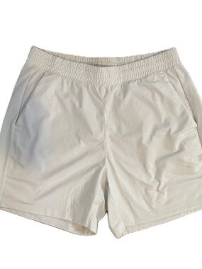 Uniqlo Men's Cream Athletic Elastic-Waist Shorts
